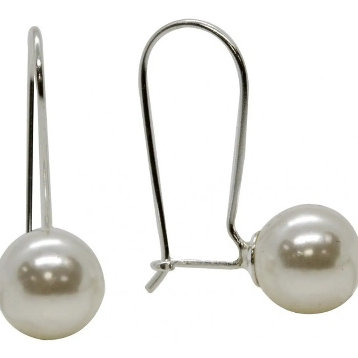 GENERICO - Aros Dama Perla Colgante 8 Mm Plata Italiana Ley 925.