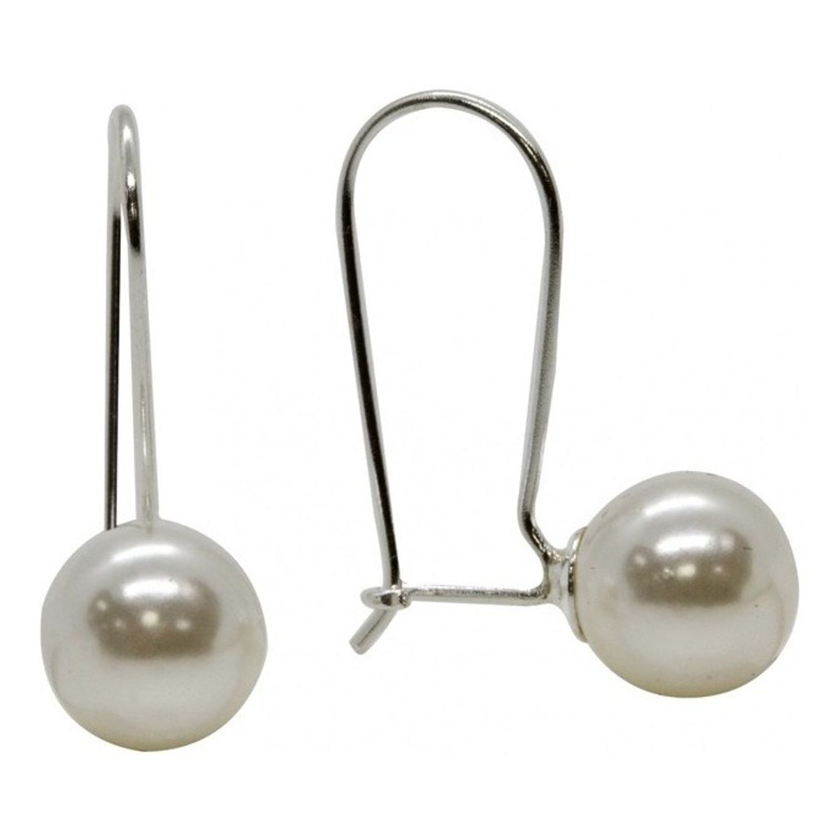 GENERICO - Aros Dama Perla Colgante 8 Mm Plata Italiana Ley 925.