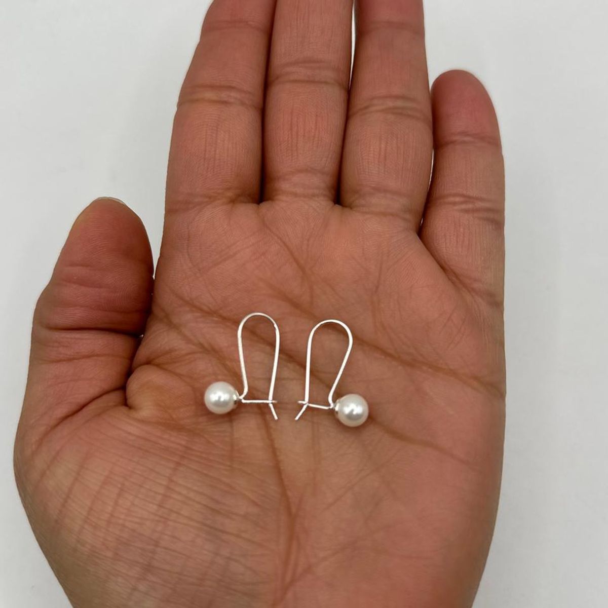 GENERICO - Aros Dama Perla Colgante 8 Mm Plata Italiana Ley 925.
