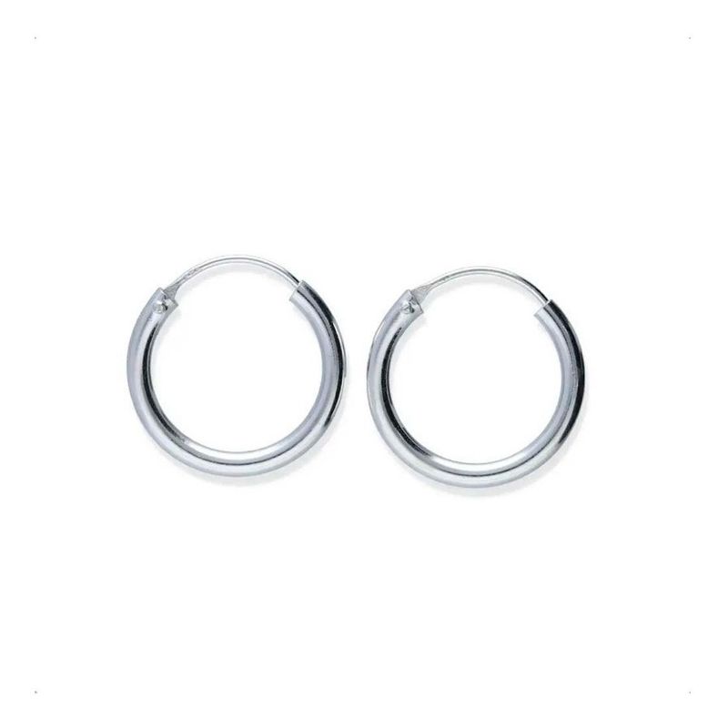 GENERICO - Aros Argolla Piercing Pequeños Liso 10 Mm Plata Italiana 925