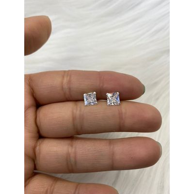 Imagen 2 del producto Aros Cuadrado 6 Mm Circon Blanco Plata Italiana 925