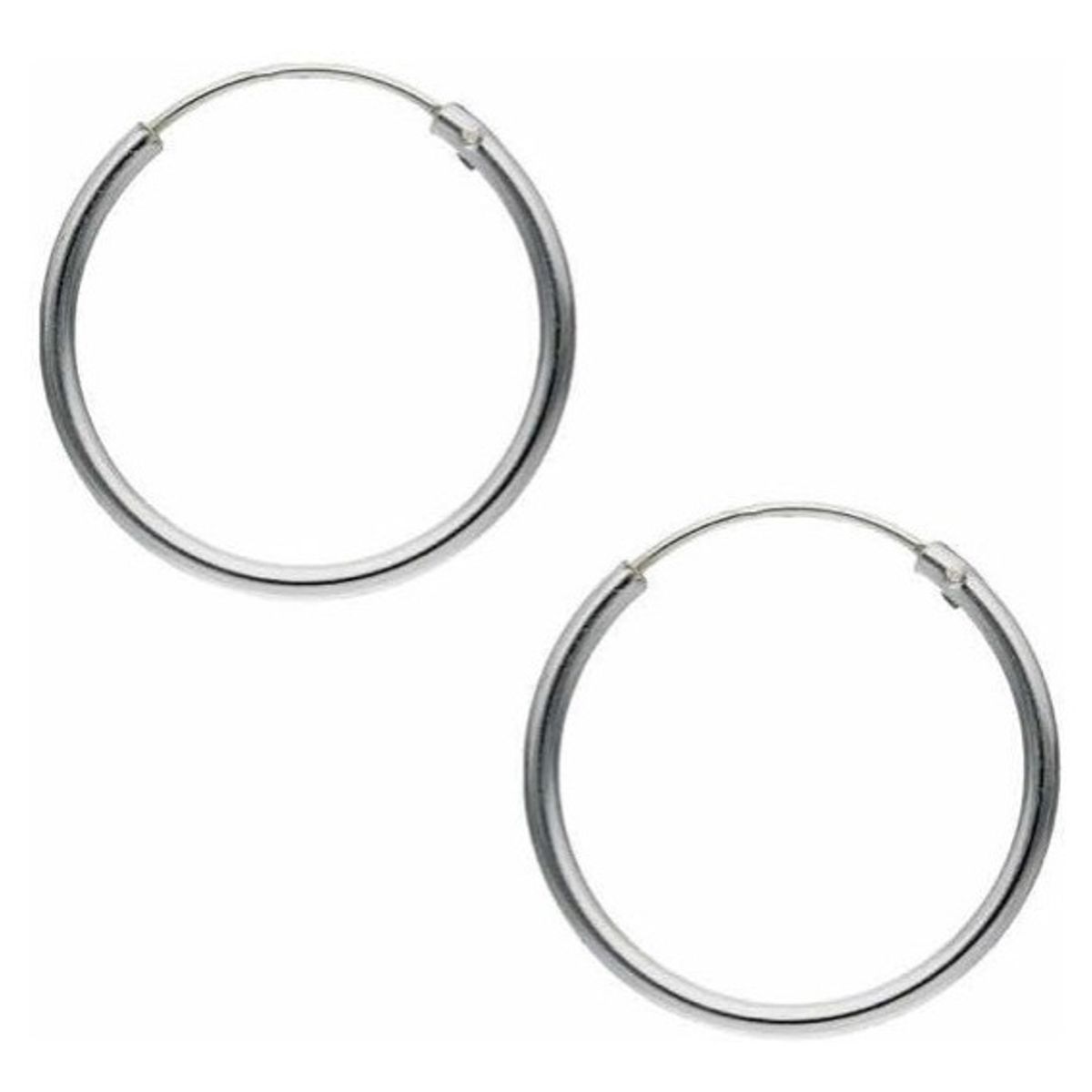 GENERICO - Aros Argolla Lisa Pequeña 14 Mm Plata Italiana 925 Estuche