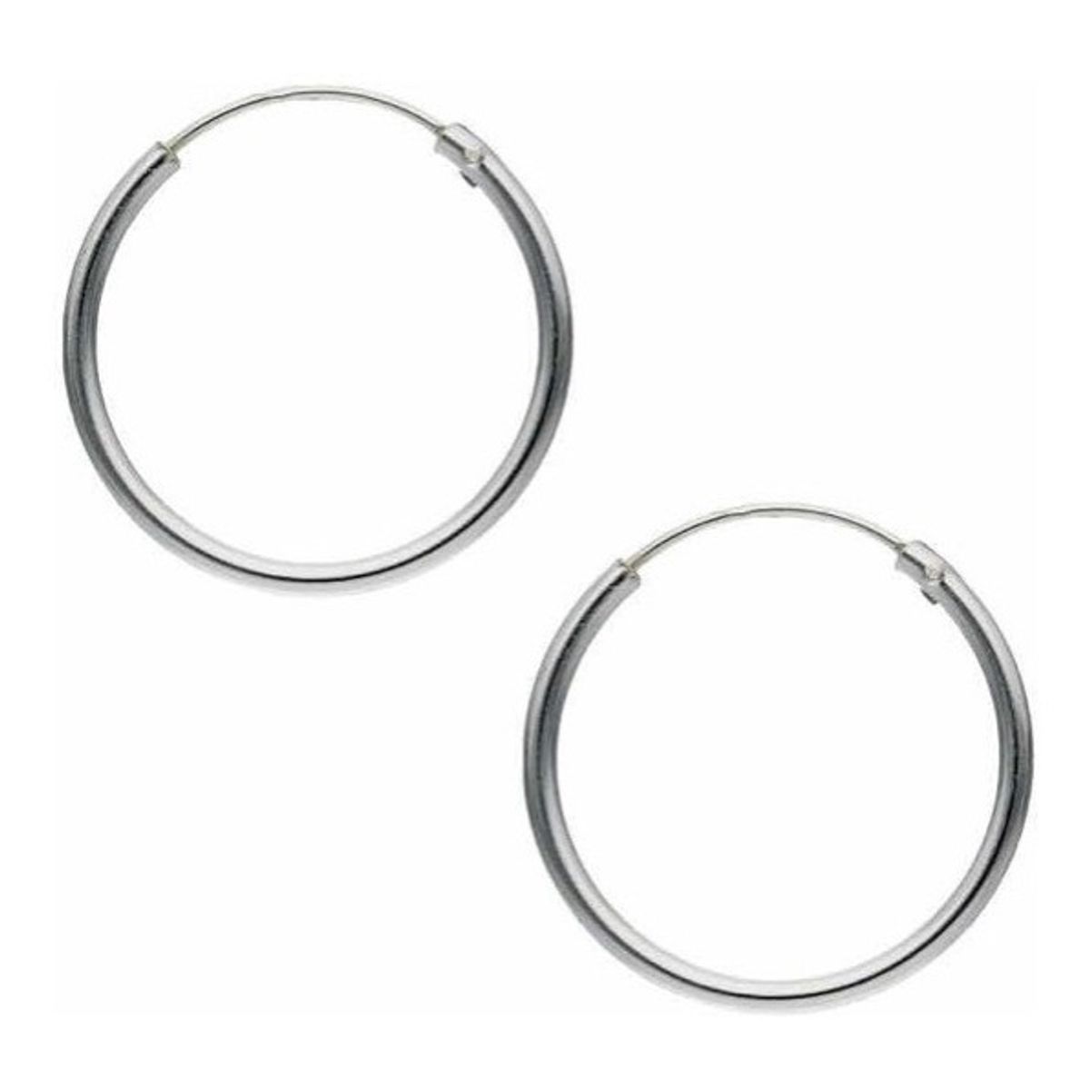 GENERICO - Aros Argolla Lisa Pequeña 14 Mm Plata Italiana 925 Estuche