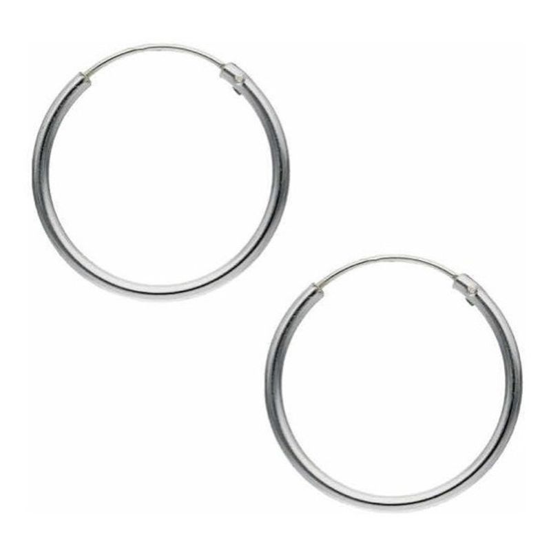 GENERICO - Aros Argolla Lisa Pequeña 14 Mm Plata Italiana 925 Estuche