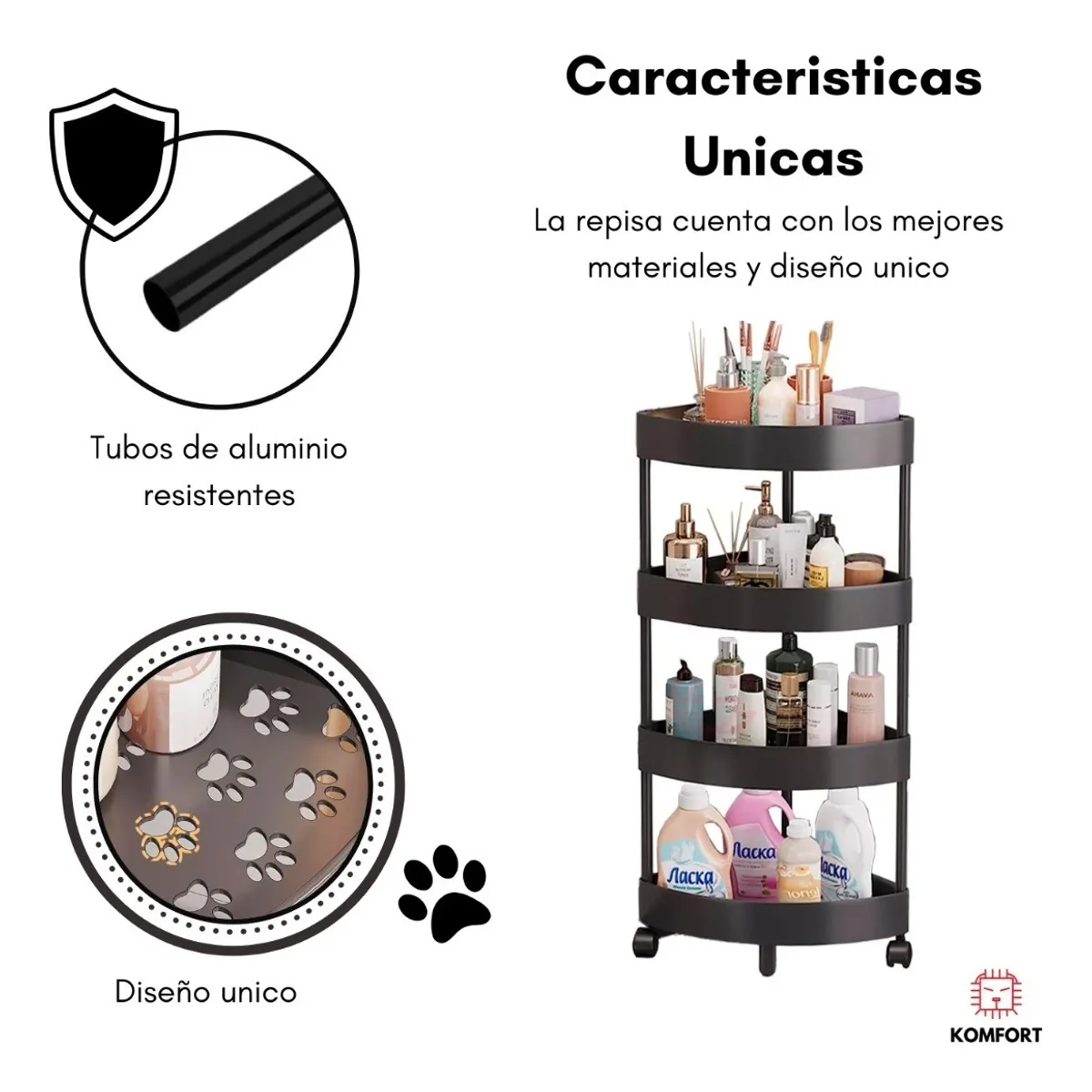 U BUY - Repisa Esquinero De 4 Estantes De Plástico Komfort