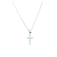 Collar Cadena Fina Más Colgante Cruz Con Circones Plata 925
