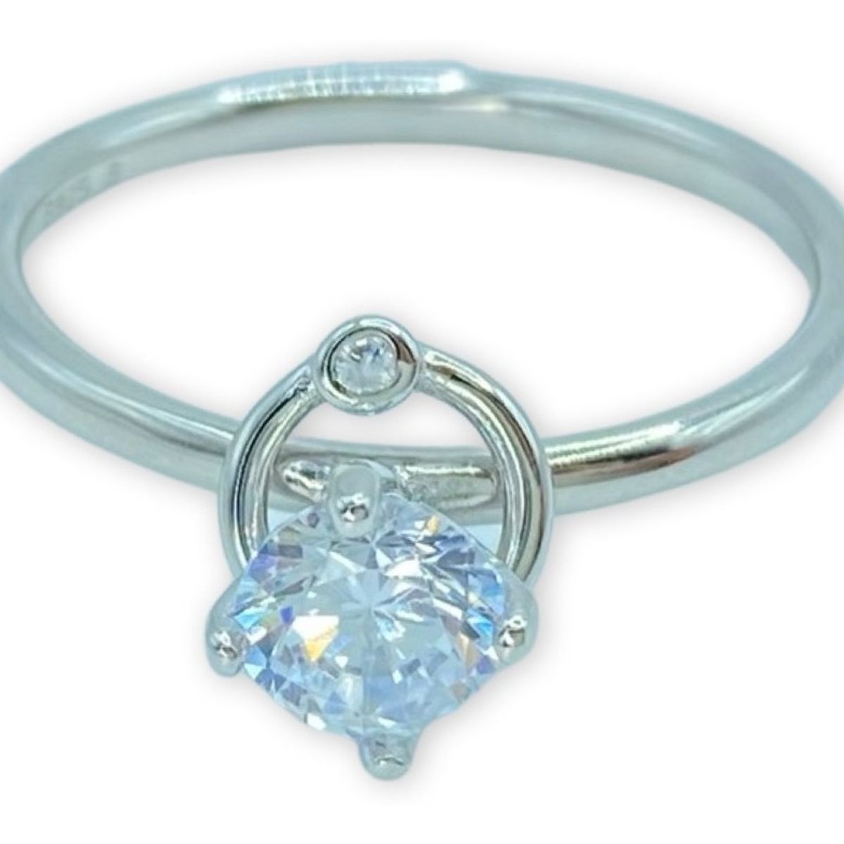 GENERICO - Anillo Solitario Alto Compromiso Circon  Plata 925 + Caja