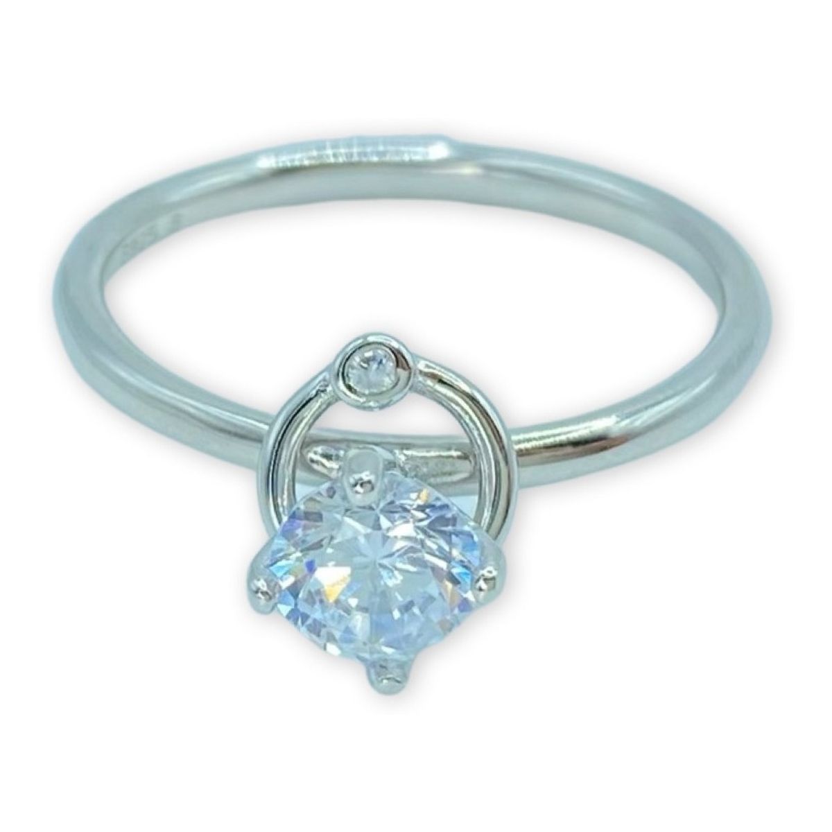 GENERICO - Anillo Solitario Alto Compromiso Circon  Plata 925 + Caja