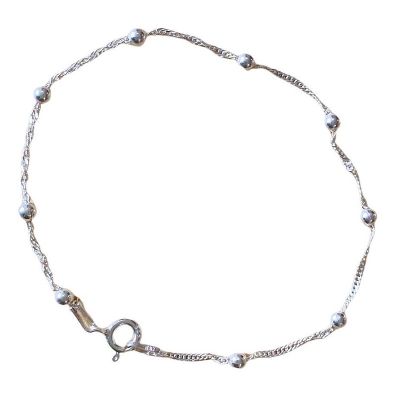 GENERICO - Pulsera De Dama Pelotitas Singapur Plata Italiana Ley 925