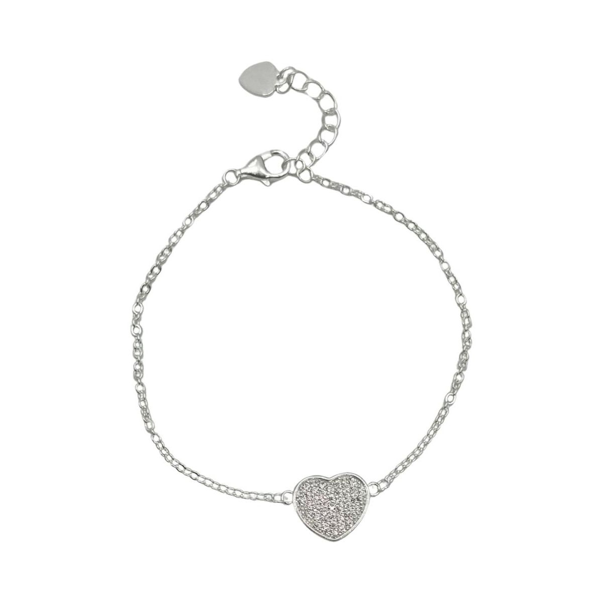 GENERICO - Pulsera Dama Corazon Circones Plata Italiana 925 Ajustable