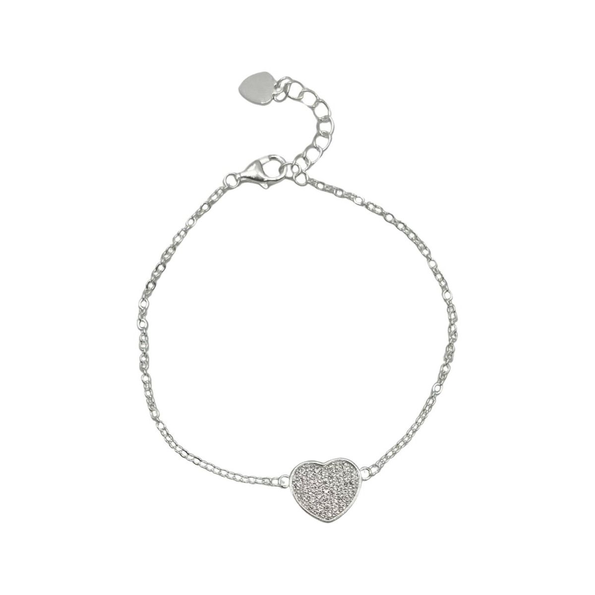 GENERICO - Pulsera Dama Corazon Circones Plata Italiana 925 Ajustable