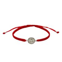 Pulsera Protección Hilo Rojo San Benito Plata Italiana 925