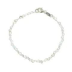GENERICO - Pulsera Juvenil Corazones Calados 16 Cm Plata Ley 925 + Caja