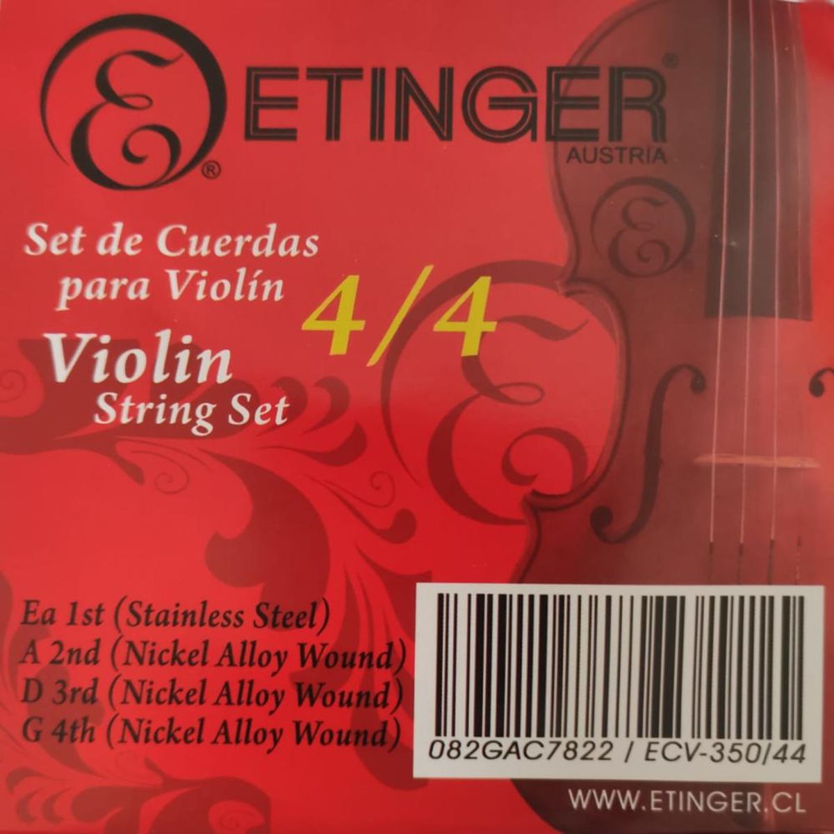 ETINGER - Set de cuerdas para violin 4/4 Etinger ECV-350 - Gris