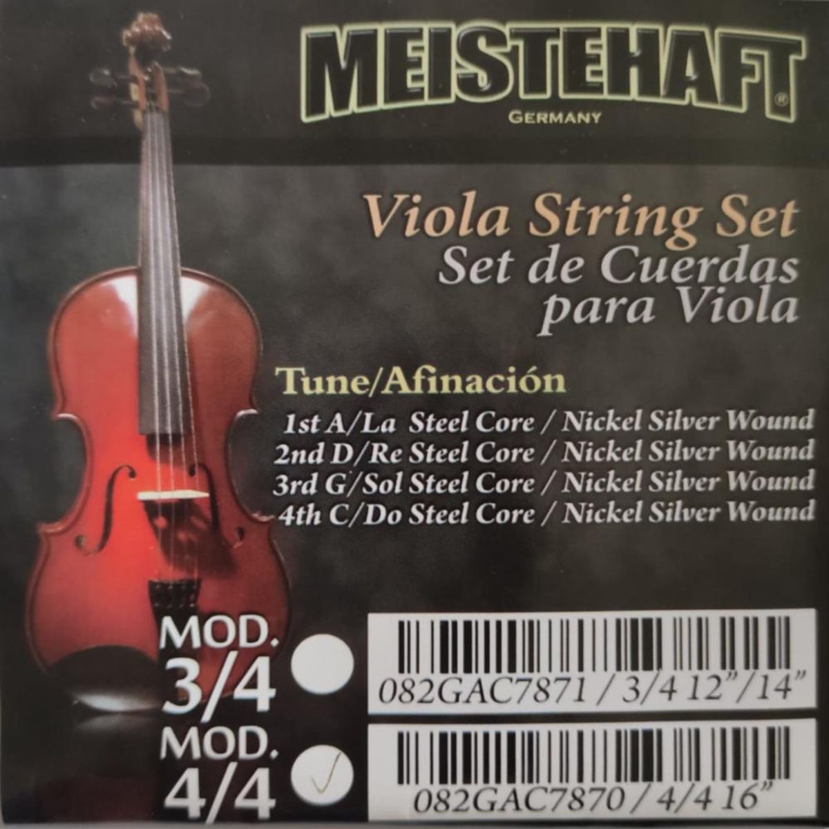 MEISTEHAFT - Set de cuerdas para viola 4/4 Meistehaft 082GAC7870 - Gris