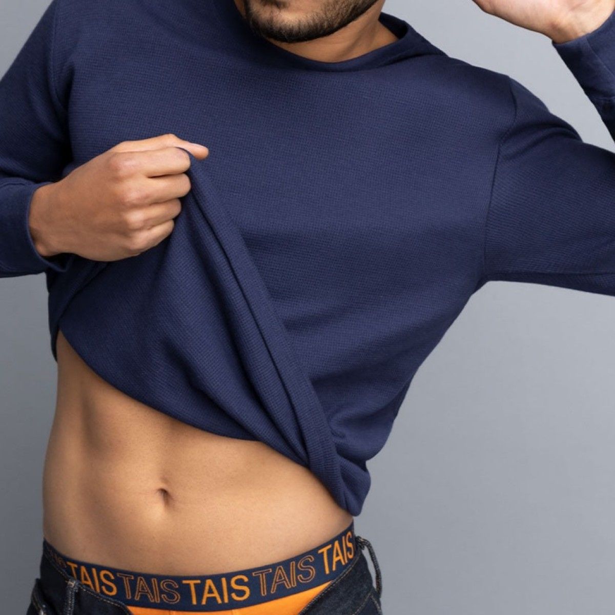 TAIS - Camiseta Tejido Panal Azul Tais