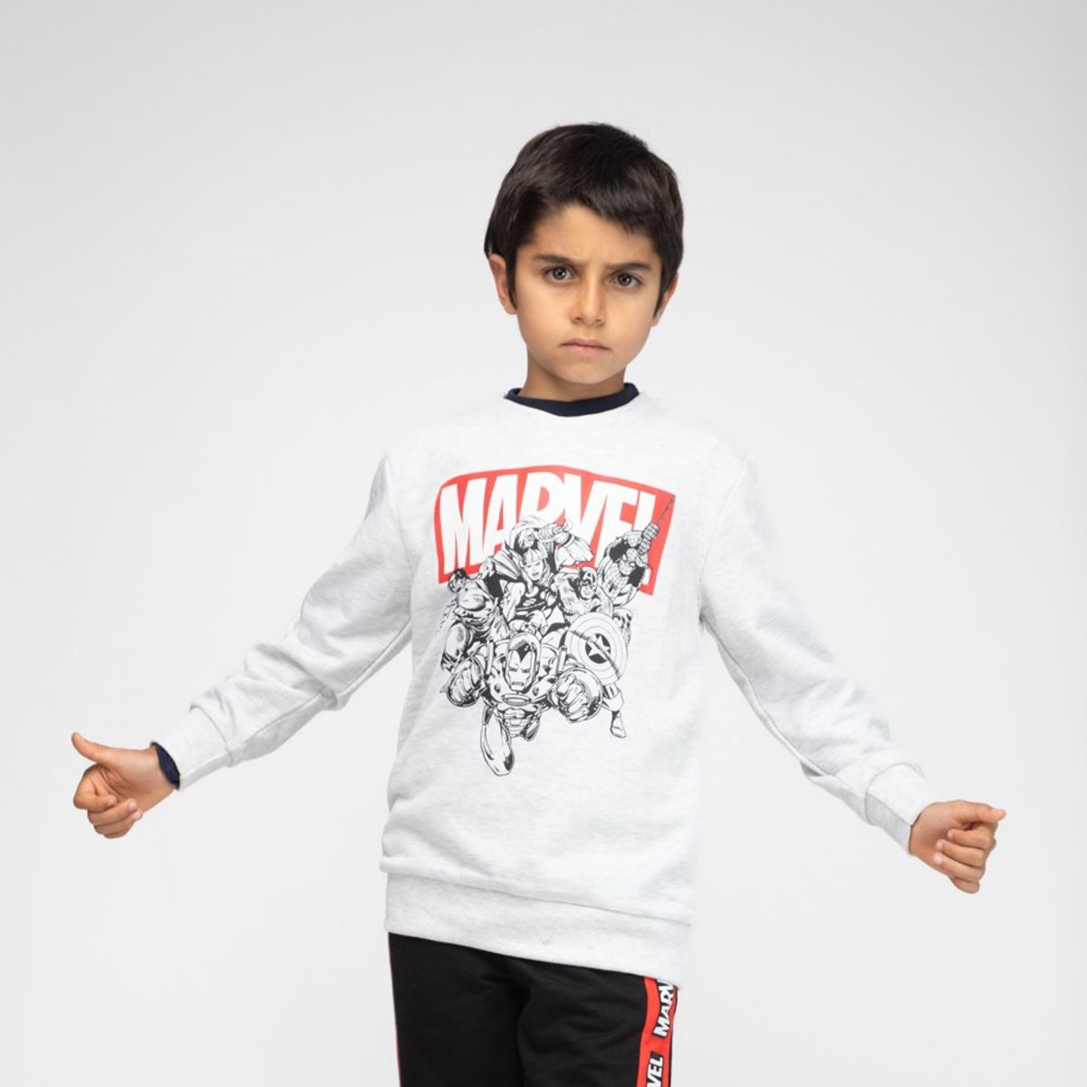 MARVEL - Poleron Niño Marvel Foto Gris Marvel