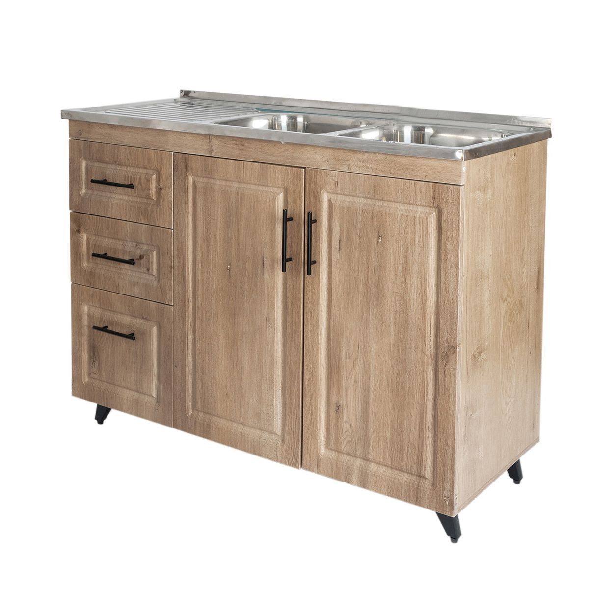 DOMSA - Kit Mueble Lavaplatos Domsa Derecho PVC120WI Nogal 120x50x90cm…