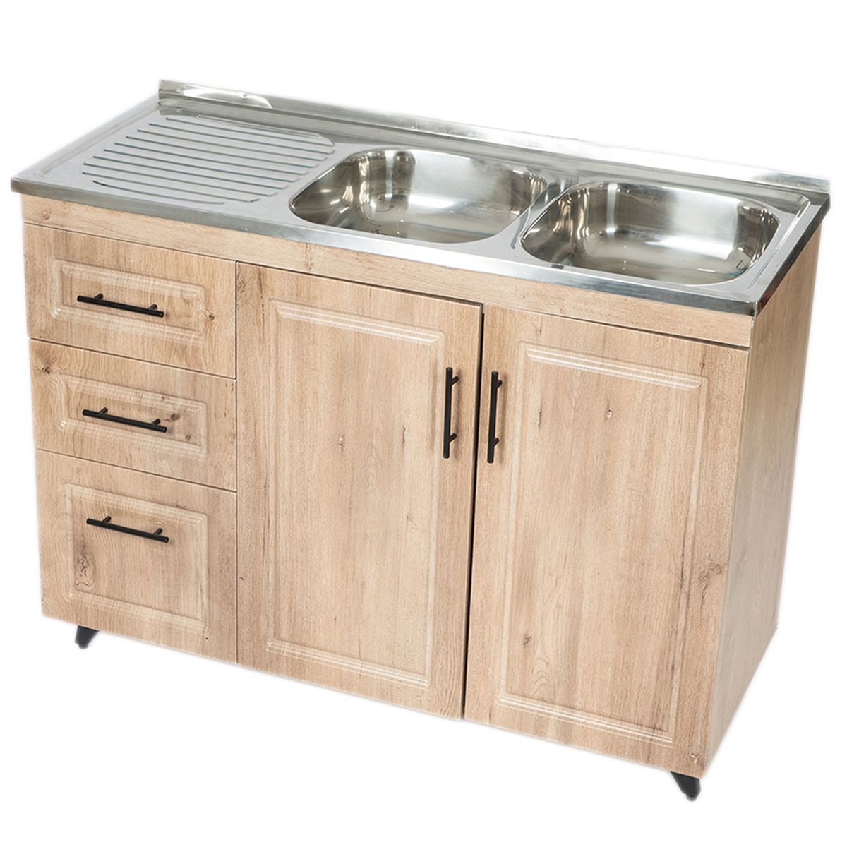 DOMSA - Kit Mueble Lavaplatos Domsa Derecho PVC120WI Nogal 120x50x90cm…