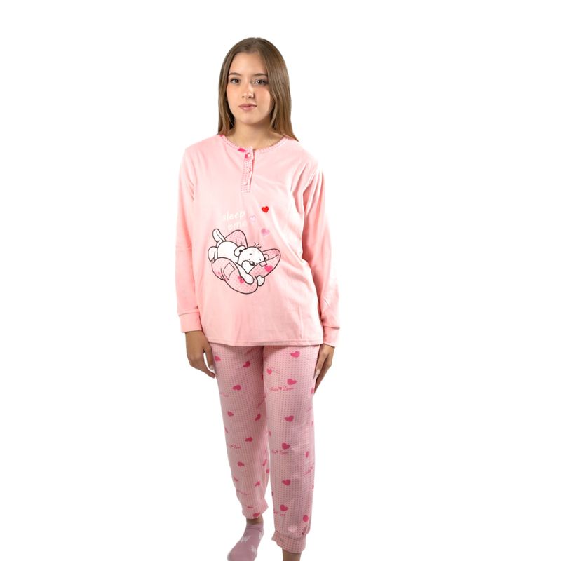 MEDIA LUNA - Pijama Mujer Plush Diseño Oso Dormilón