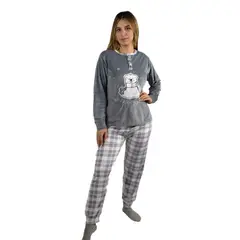 MEDIA LUNA - Pijama Mujer Plush Diseño Oso Polar Escosés