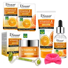 DISAAR - Mascarilla Facial Crema Rodillo Jade Serum Vitamina C Pack.-