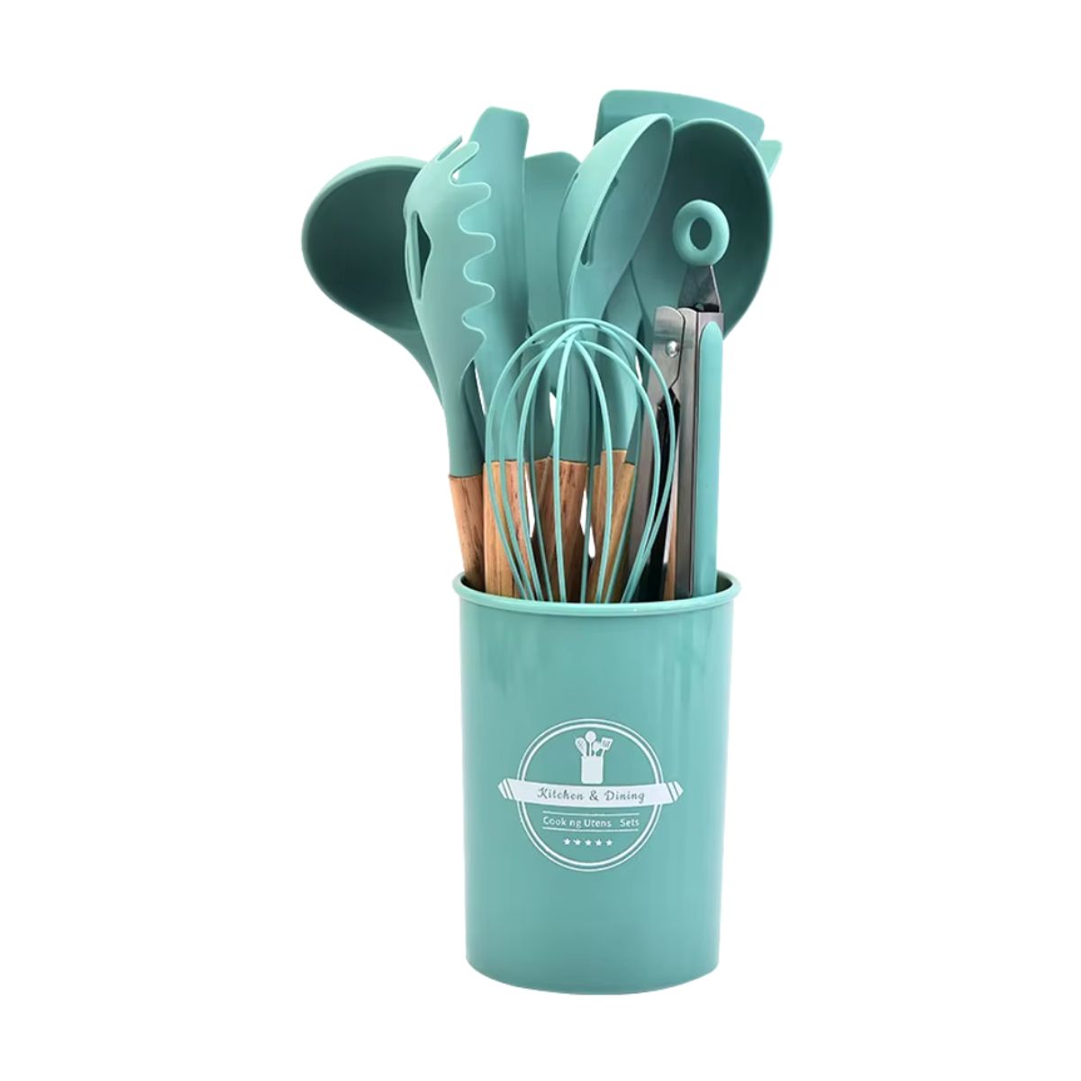 GENERICO - Juego De 12 Utensilios De Cocina Silicona Turquesa