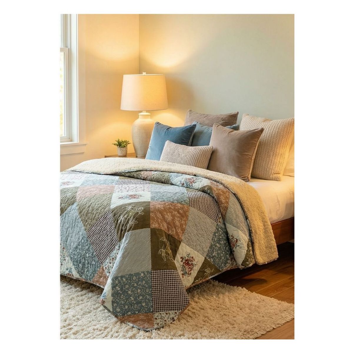 GENERICO - Cubrecama Sherpa 2 Plazas - Rombo Multidiseño M936