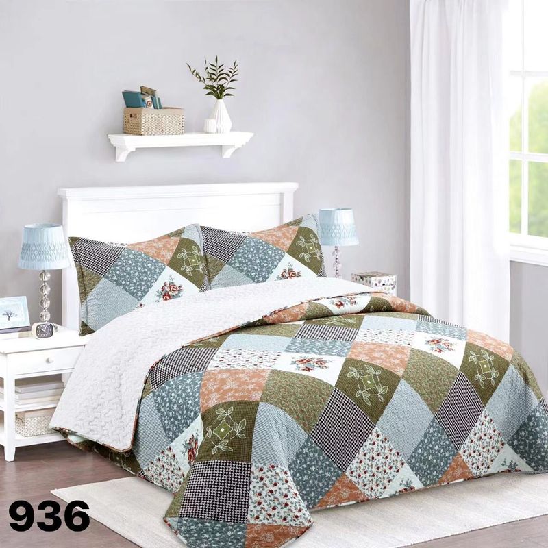 GENERICO - Cubrecama Quilt Sherpa 2 Plazas - Rombo Multidiseño M936