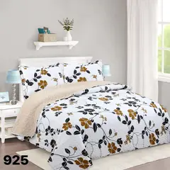 GENERICO - Cubrecama Quilt Sherpa 1 1/2 Plazas - Blanco Hojas Doradas M925