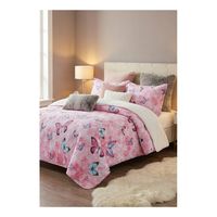 Cubrecama Quilt Sherpa 1.5 Plazas - Rosado Mariposa M937