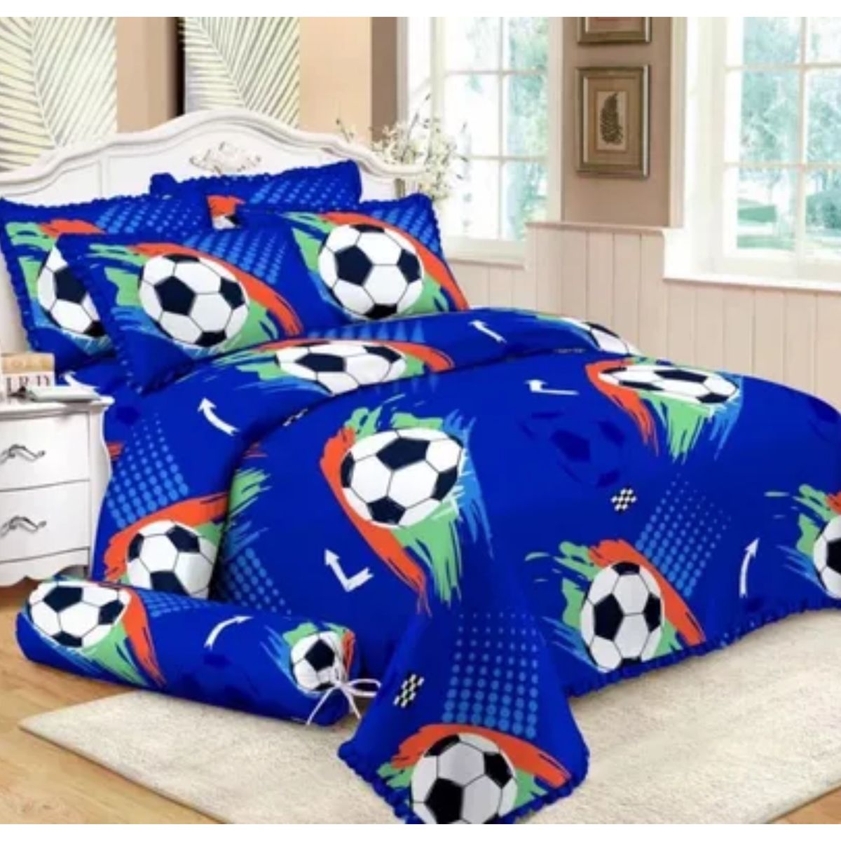 GENERICO - CUBRECAMA DELGADO DE VERANO 1.5 PLAZA CON DISEÑO AZUL BALON meipulis