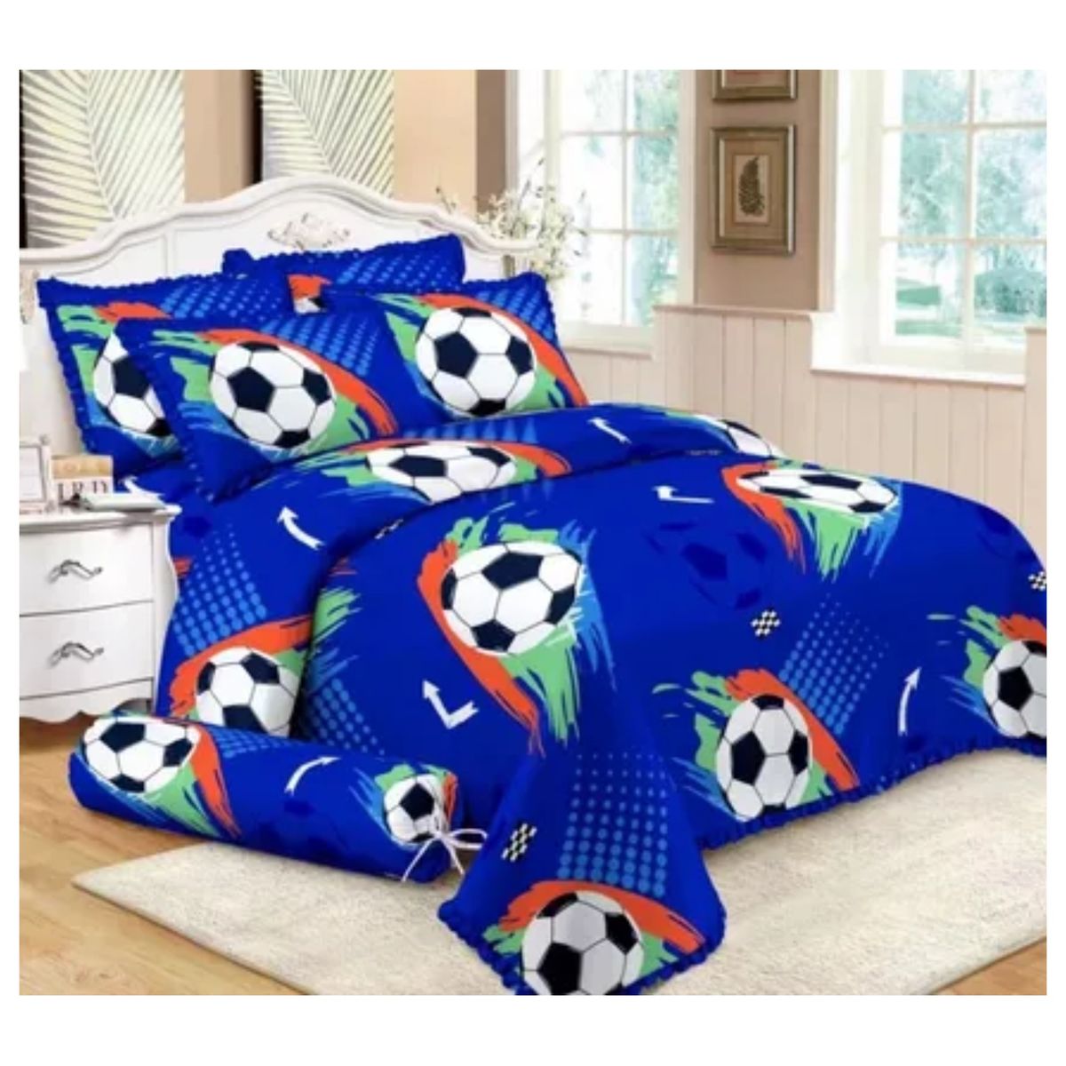 GENERICO - CUBRECAMA DELGADO DE VERANO 1.5 PLAZA CON DISEÑO AZUL BALON meipulis