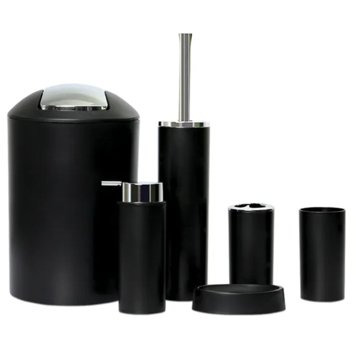 GENERICO - Set Juego De Baño 6 Piezas Accesorios  Negro