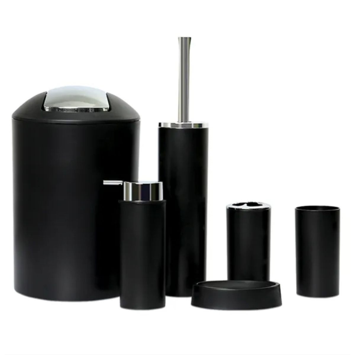 GENERICO - Set Juego De Baño 6 Piezas Accesorios  Negro