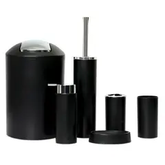 GENERICO - Set Juego De Baño 6 Piezas Accesorios Negro