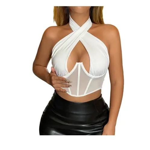GARSIL - Crop Top Corto Para Mujer Sin Mangas Con Agarre En Cuello