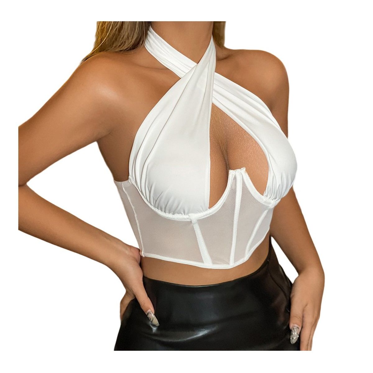 GARSIL - Crop Top Corto Para Mujer Sin Mangas Con Agarre En Cuello