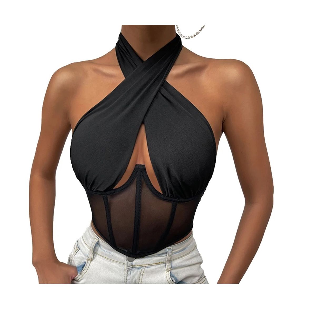 GARSIL - Crop Top Corto Para Mujer Sin Mangas Con Agarre En Cuello