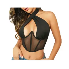 GARSIL - Crop Top Corto Para Mujer Sin Mangas Con Agarre En Cuello