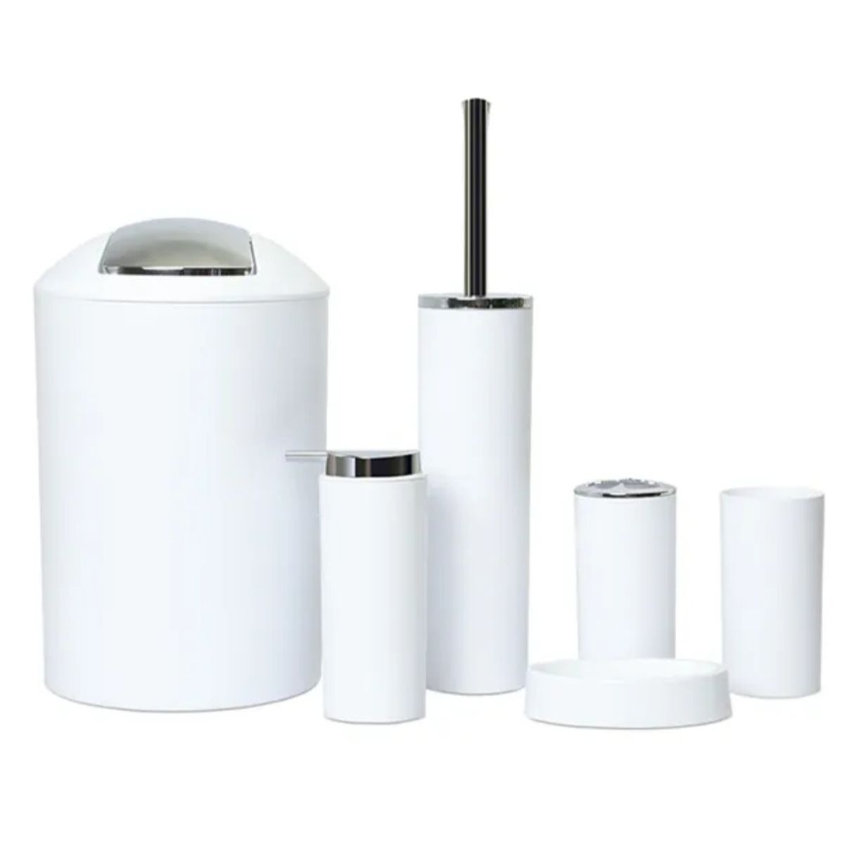 GENERICO - Set Juego De Baño 6 Piezas Accesorios  Blanco