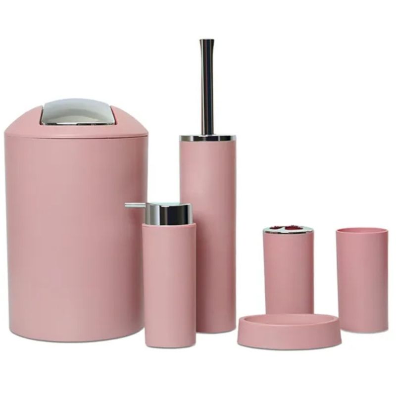 GENERICO - Set Juego De Baño 6 Piezas Accesorios  Rosado