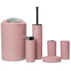 GENERICO - Set Juego De Baño 6 Piezas Accesorios Rosado