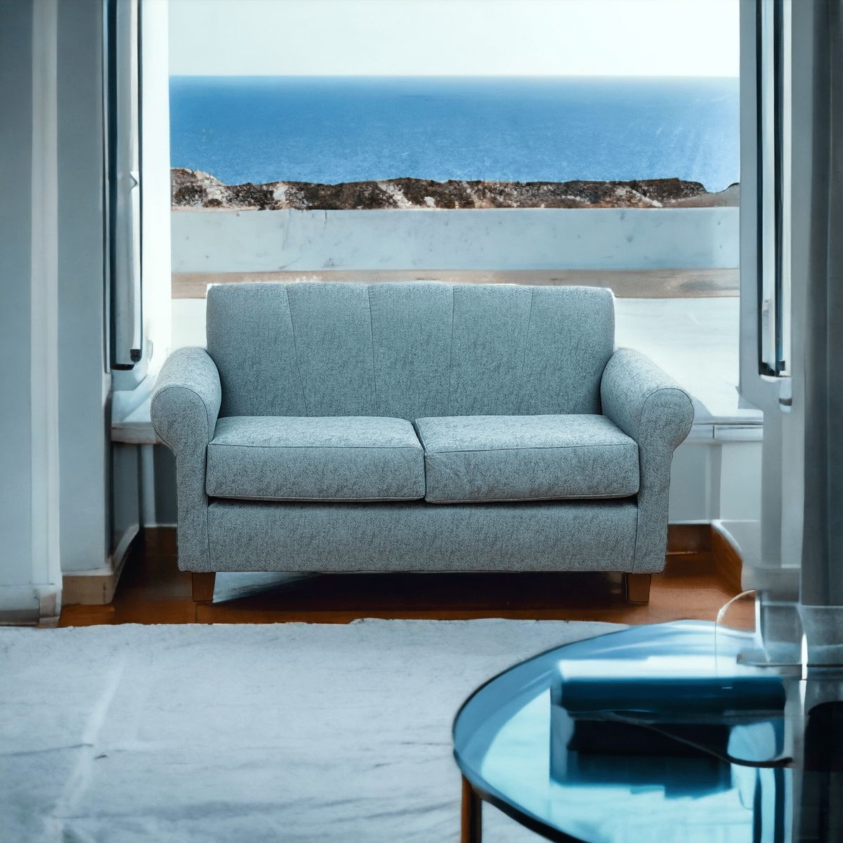 MUEBLES AMERICA - Sofá Lucy 2 Cuerpos Lino Azul Claro