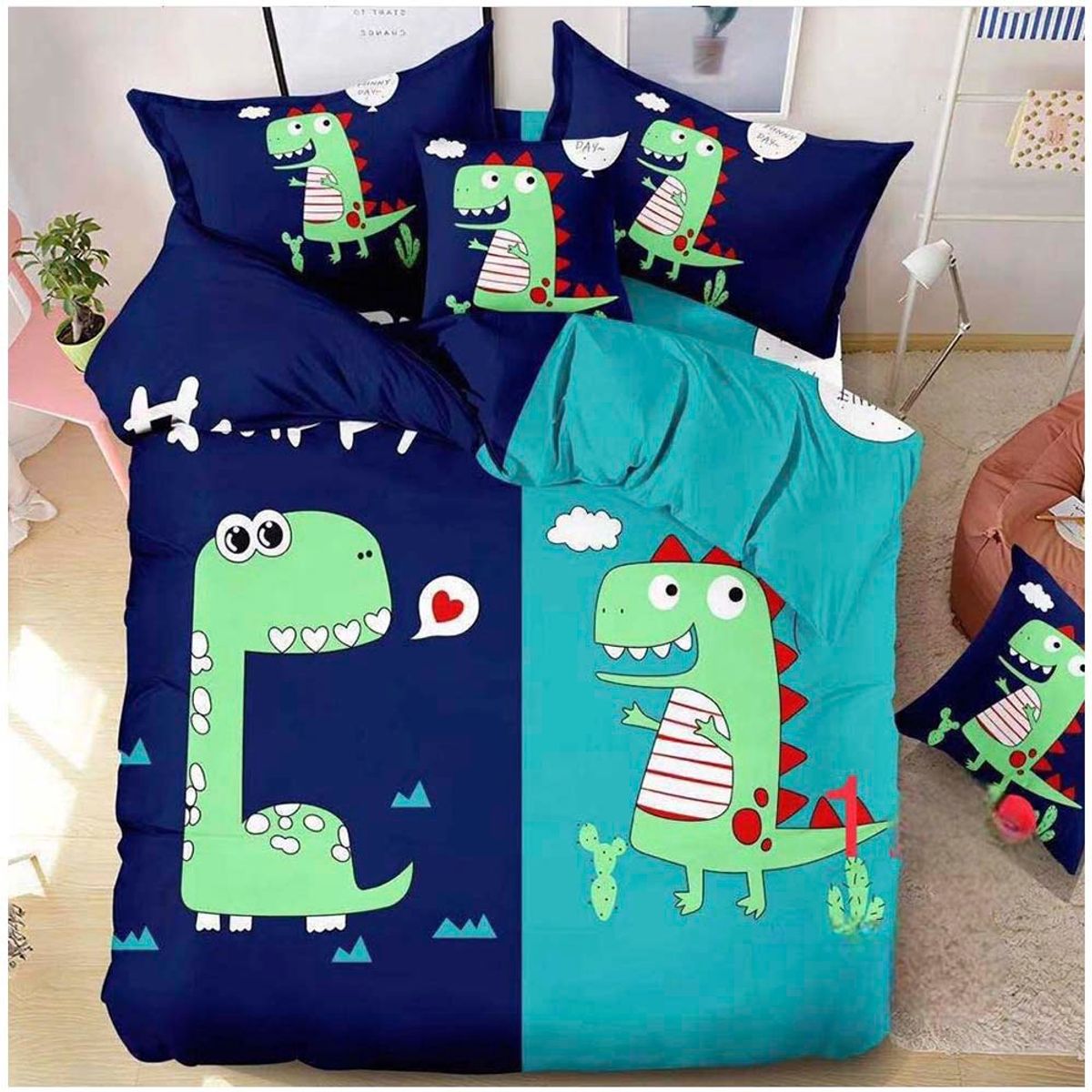 GENERICO - Cubrecama Quilt Dino estampado 15p.
