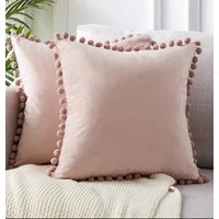 Fundas de cojín con pompones 45 x 45 cm - Palo rosa pack dos