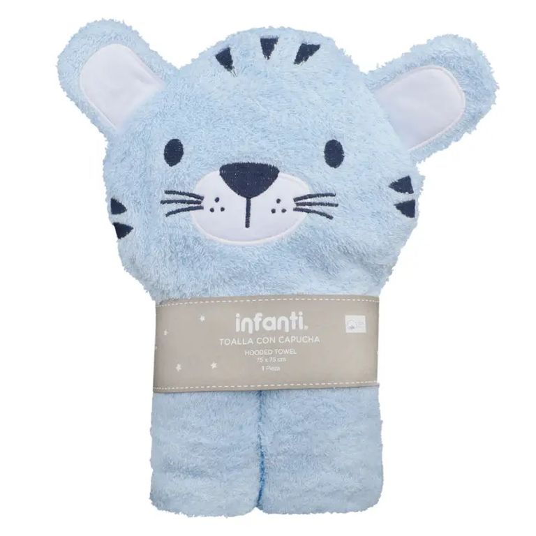 Toalla con Capucha para Bebe Tigre Celeste