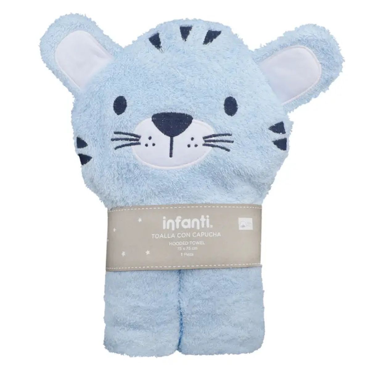 INFANTI - Toalla con Capucha para Bebé INFANTI Tigre Celeste