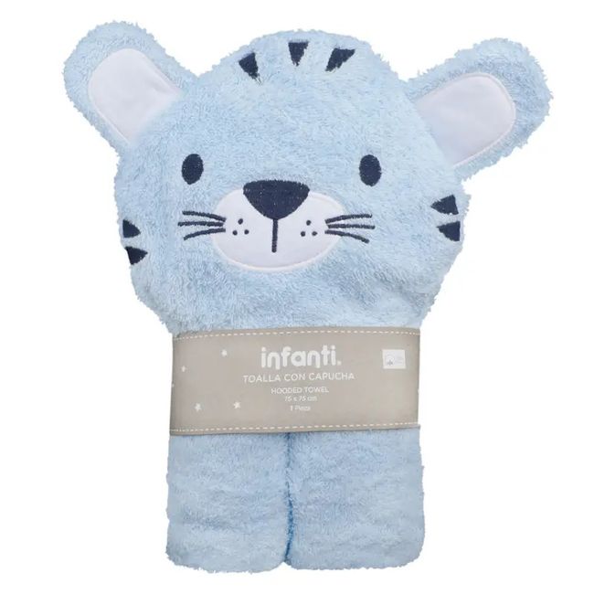 INFANTI - Toalla con Capucha para Bebé INFANTI Tigre Celeste