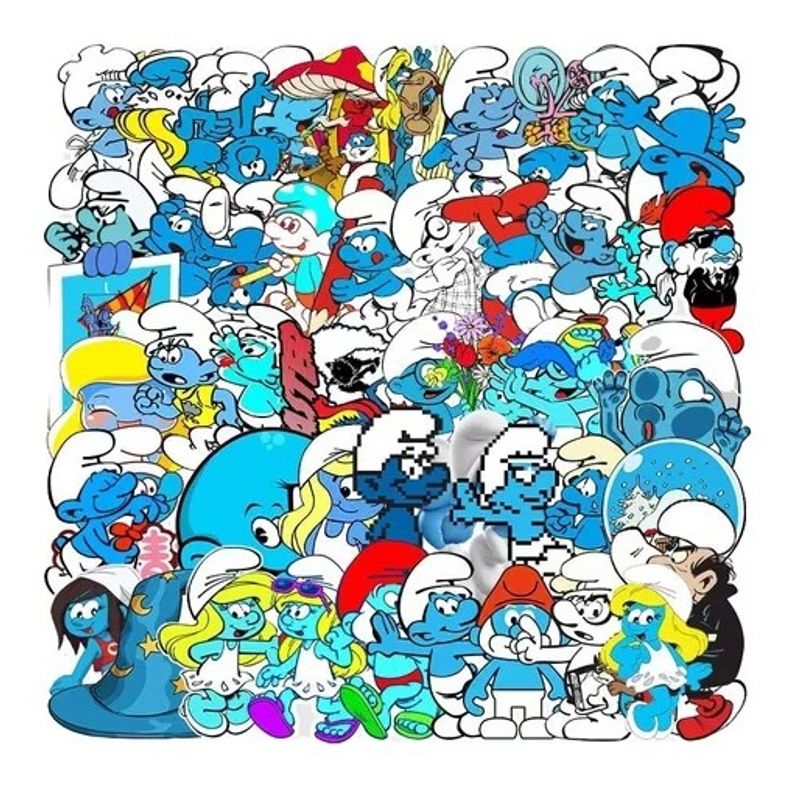 GARSIL - 50 Stickers De Los Pitufos - Etiquetas Autoadhesivas